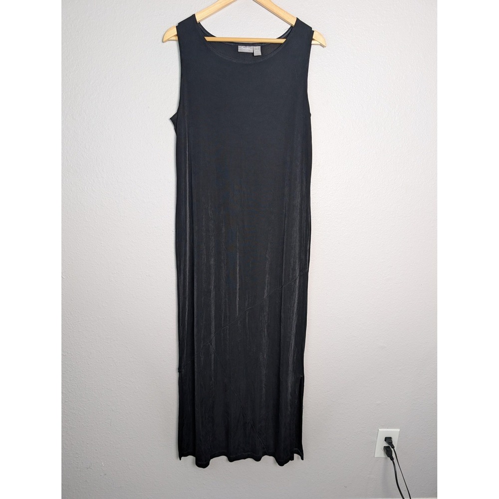 Chico's Dress Travelers Womens 1 Black Long Maxi Tank Scoop Neck Stretch